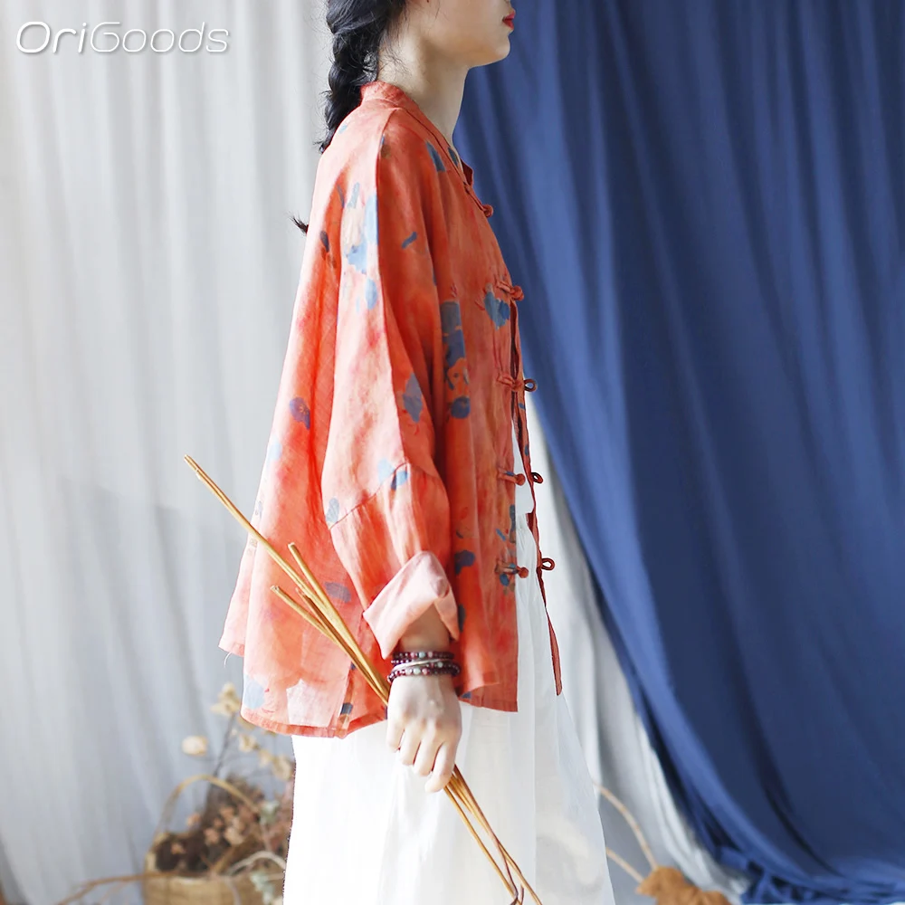 Оригинальная рубашка большого размера для женщин с цветочным принтом 100% ткань