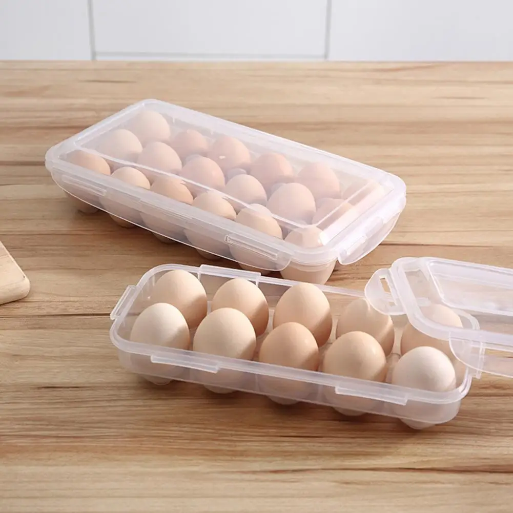 

Egg Storage Box Stable Anti-Collision Transparent Visible 10/18 Grid Kitchen Refrigerator Egg Container Kitchen Accessories