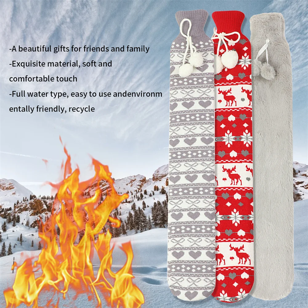 

2L Large Capacity Long Strip Warming Bag Warm Plush Christmas Winter Hand And Waist Protector Warm Belt Home Feet Hot Water Bags