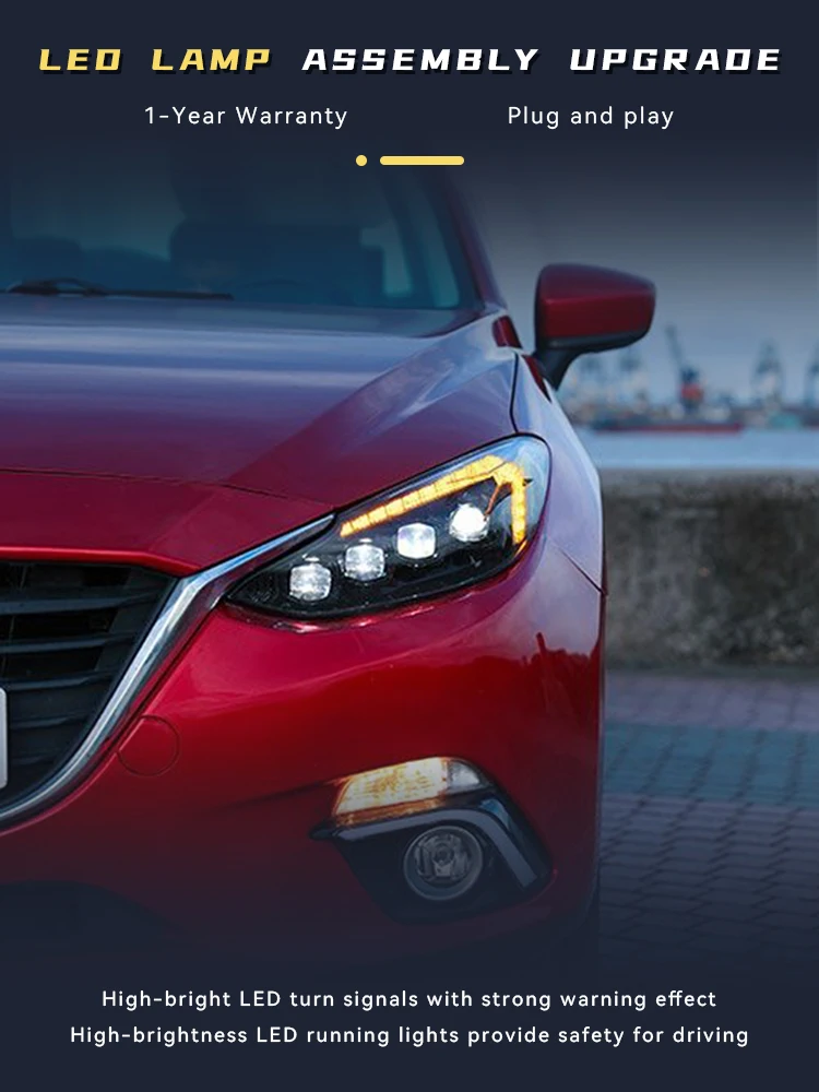 Передние фары для Mazda 3 Axela 2014-2016 Mazda3 DRL дневные строки передняя фара фонарь