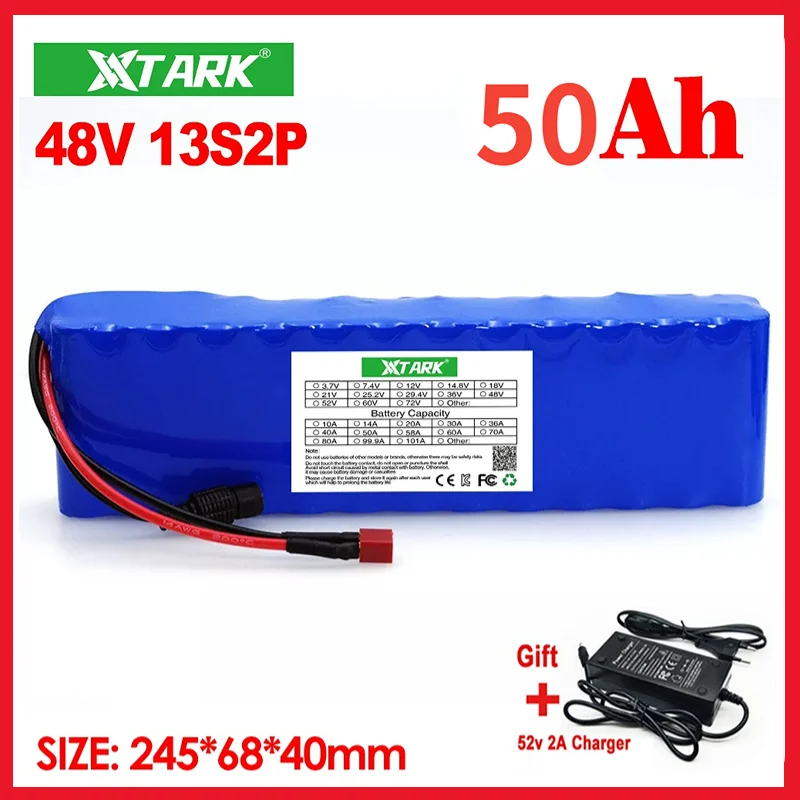 

48V 60Ah 13s2p 18650 1000W 54.6mah 38000v high power battery for electric bike with BMS and XT60 charger