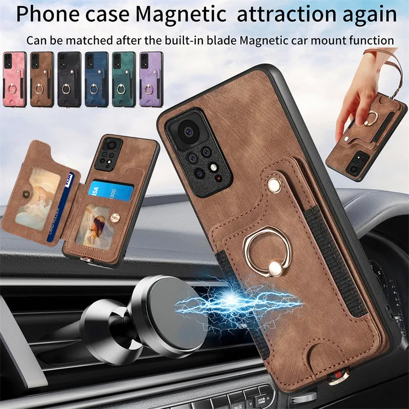 

Ring Holder Flip Leather Case For Xiaomi Redmi 9 9A 9T 10 8A 10A Note 12 11 10s 8 9 Pro 12C 12T 11T Poco X5 X3 X4 Card Cover