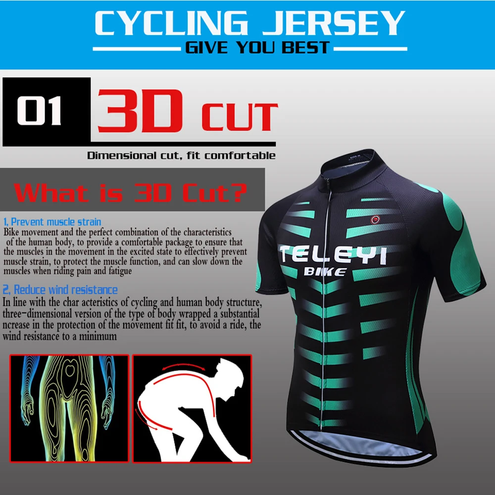 

Hot Men's Zipper Cycling Jersey Quick Dry Breathable Short Sleeves Riding Clothes Bicycle Shirt Summer Sports Clothes Suit