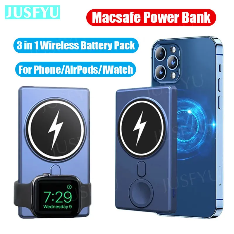 

5000mAh Magnetic Power Bank For iPhone 13 12 Pro Max Apple Watch Airpods Pro Induction Wireless Fast Charging External Battery