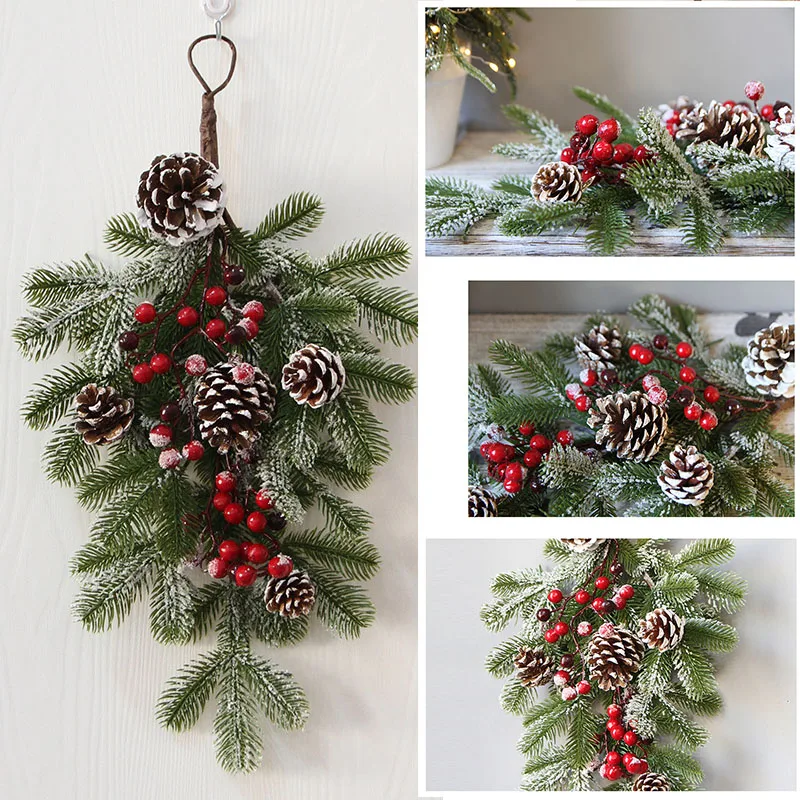 

Рождественский венок для входной двери, окна, красная фотография, Рождественская елка, венок на Рождество, уличный домашний декор, стены