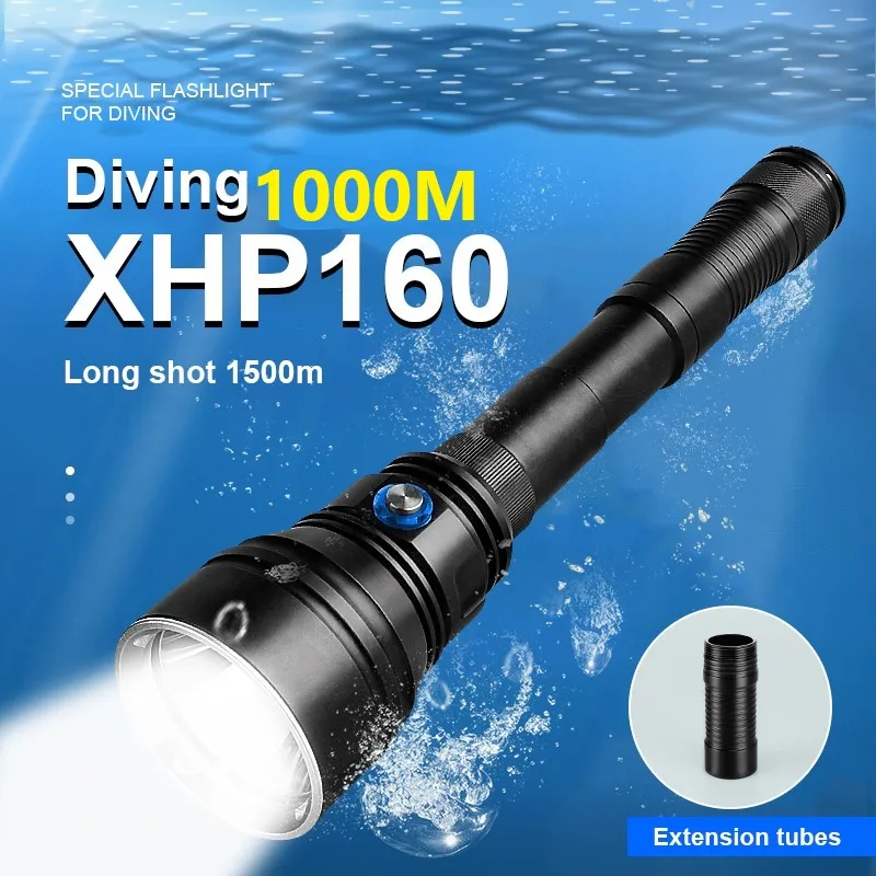 

XHP160 Diving Flashlight Super Bright Diving Led Flash Light 18650 XHP90 High Power Underwater Torch IPX8 Rechargeable Hand Lamp