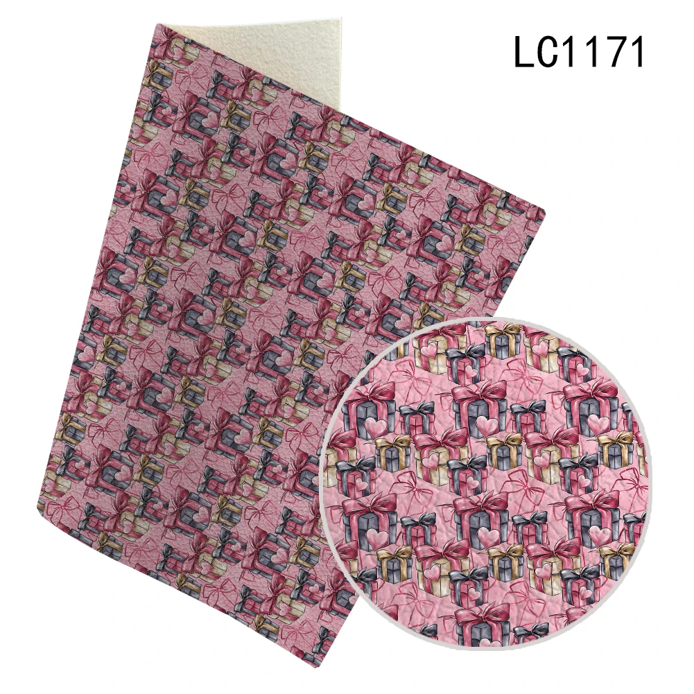 

For DIY Earrings Hair Bows Materials New Valentine's Day Print Pattern Litchi Grain Artificial Leather 30X136CM