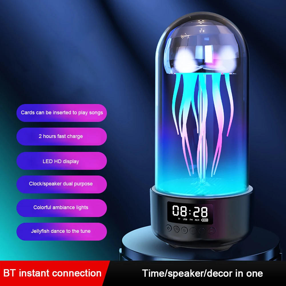 Bluetooth-совместимый умный сабвуфер с медузой и 7-цветной подсветкой портативный