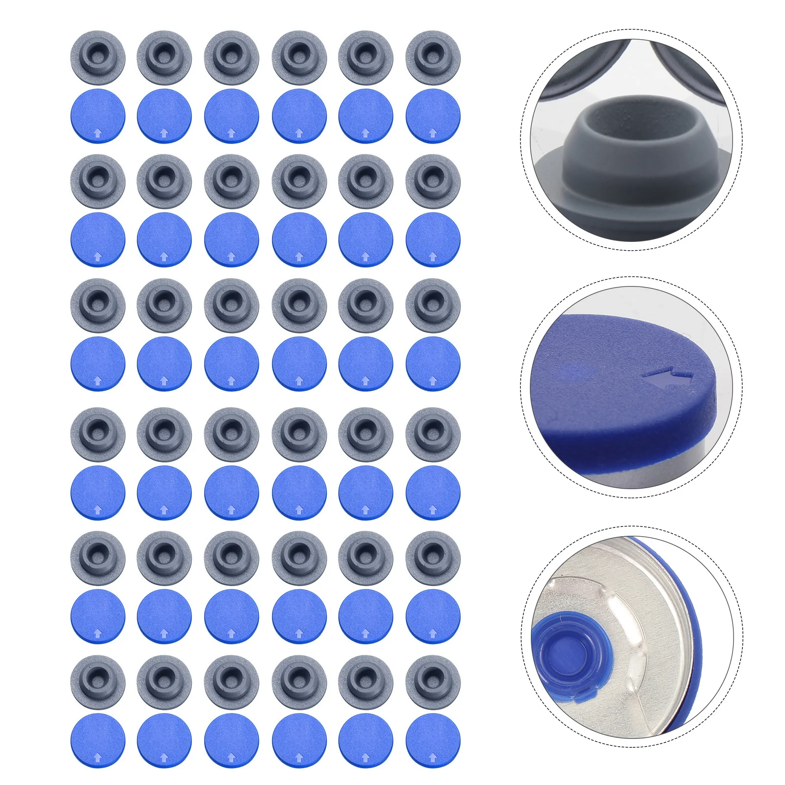 

200 Pcs Aluminum Plastic Cover Caps Rubber Stopper Vial Vials Jars Sealer Safe Bottle Stoppers Hole