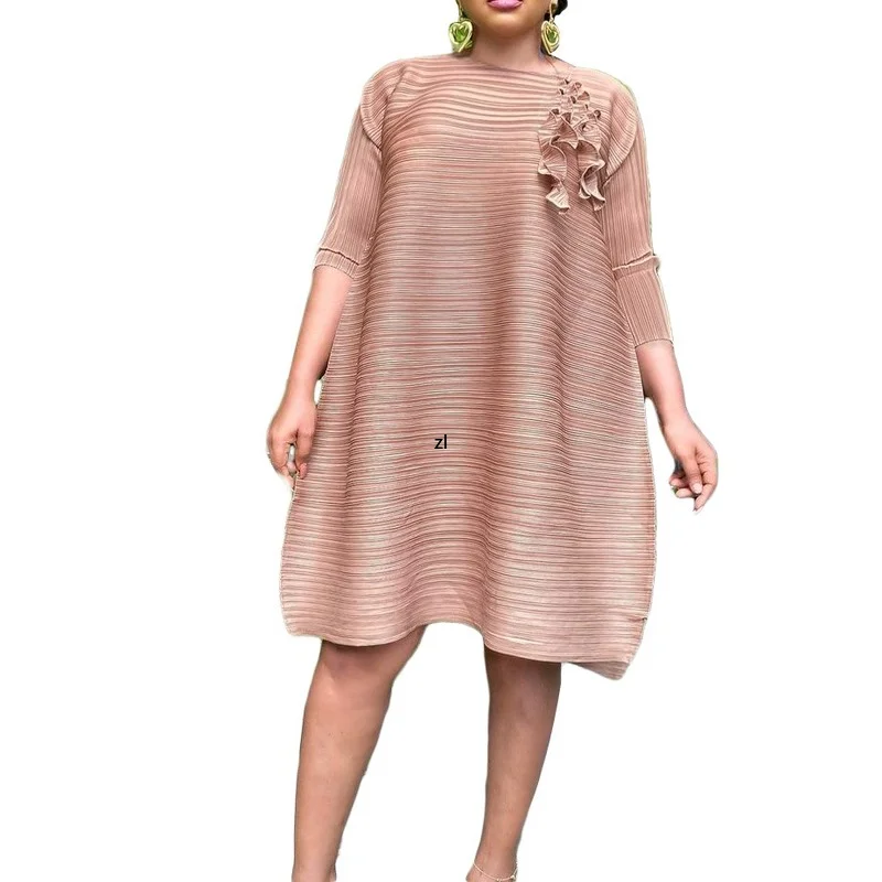 

African Dress For Women Fashion Solid Ruffles Loose Vestidos New Arrival Robe Elegant Africa Clothing Party Dress