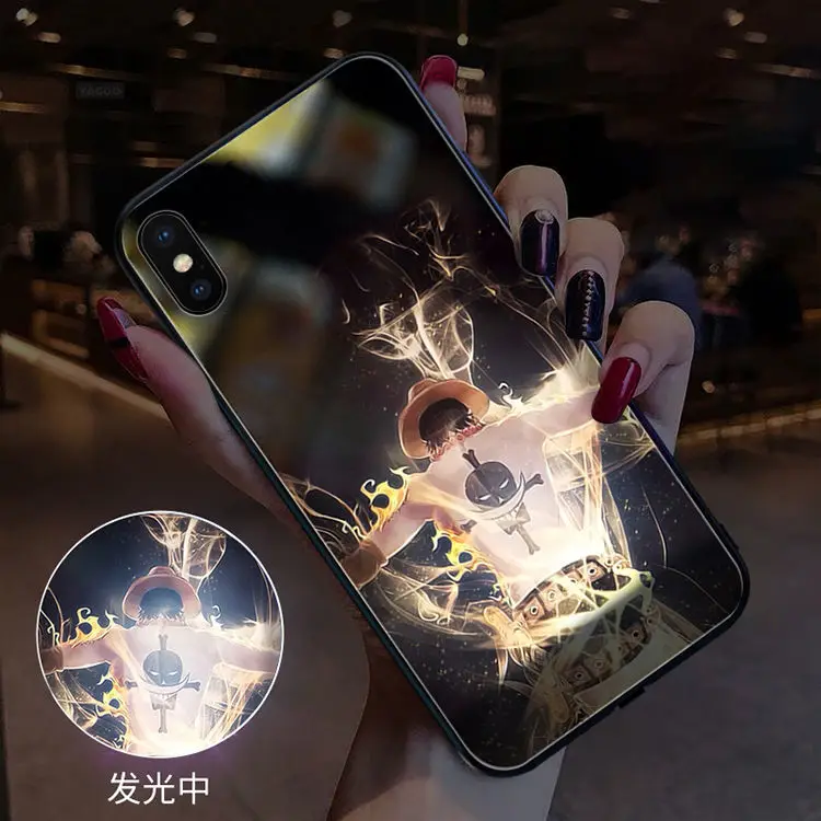 

ONE PIECE Ace Zoro Anime Phone Case For iphone SE 2020 6 6S 7 8 11 12 13 Mini Plus X XS XR Pro Max Glow when calling