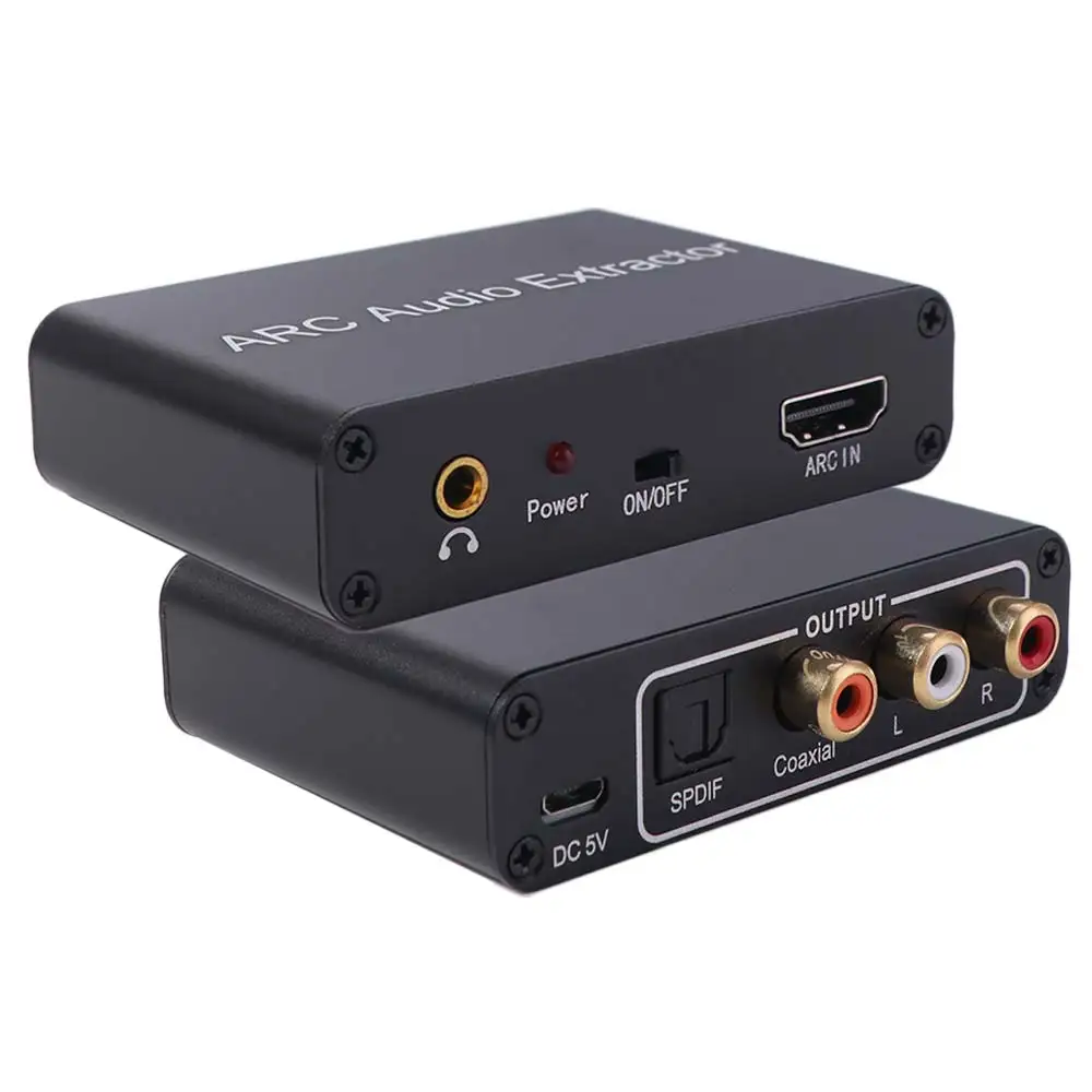 Фото DAC SPDIF Коаксиальный RCA ARC Аудиоадаптер 192KHz L/R Коаксиальный SPDIF разъем ARC Аудиоадаптер Экстрактор 3.5мм Джек Выходной Сплиттер №1