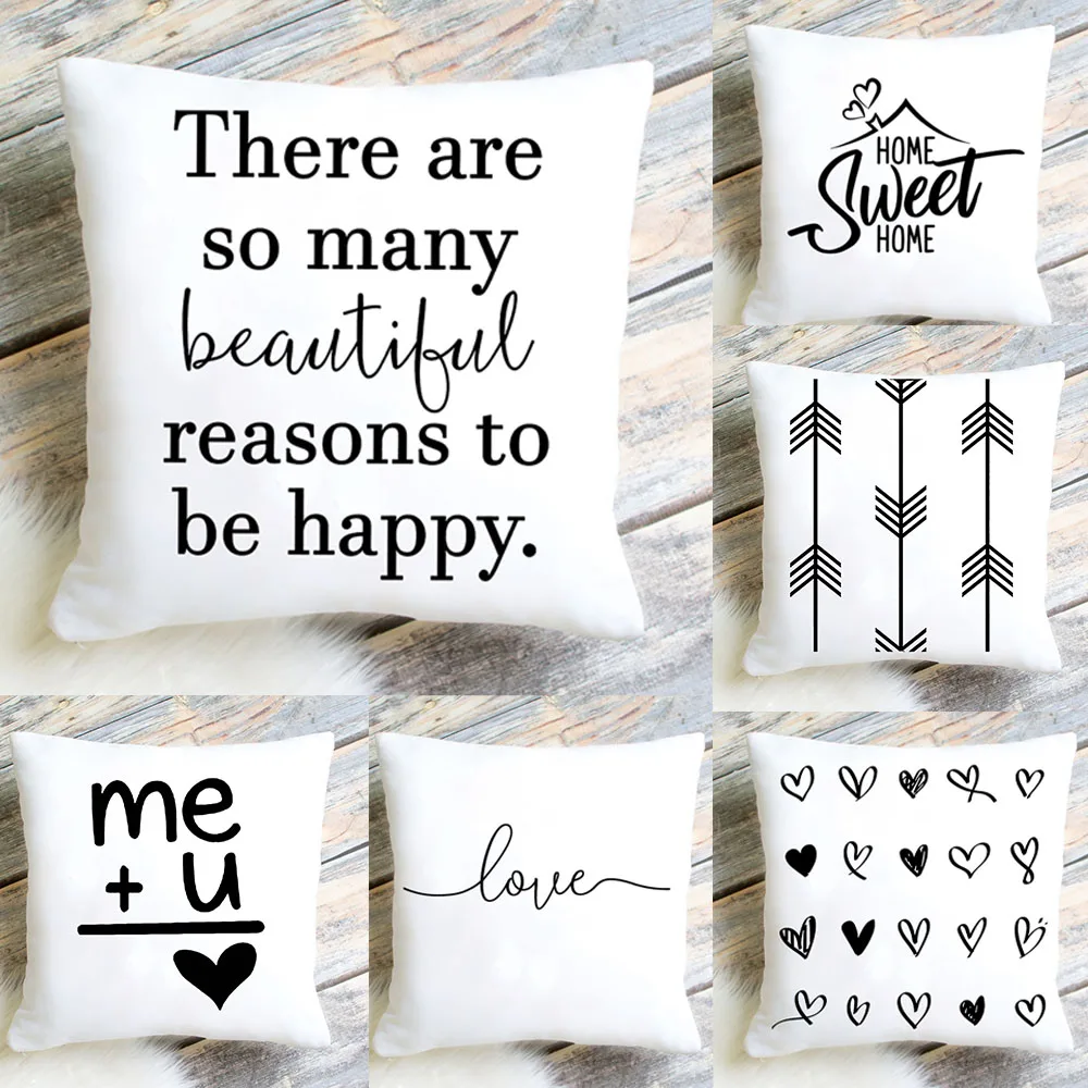 

Nordic Simple Style Text Letter Printing Pillowcase Home Cushion Cover Polyester Pillowcase home decor pillow case 60*60cm