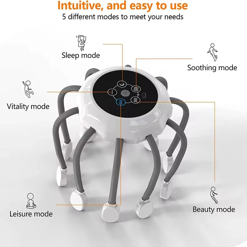 Электрический массажер для головы из АБС-пластика TPR инструмент релаксации и