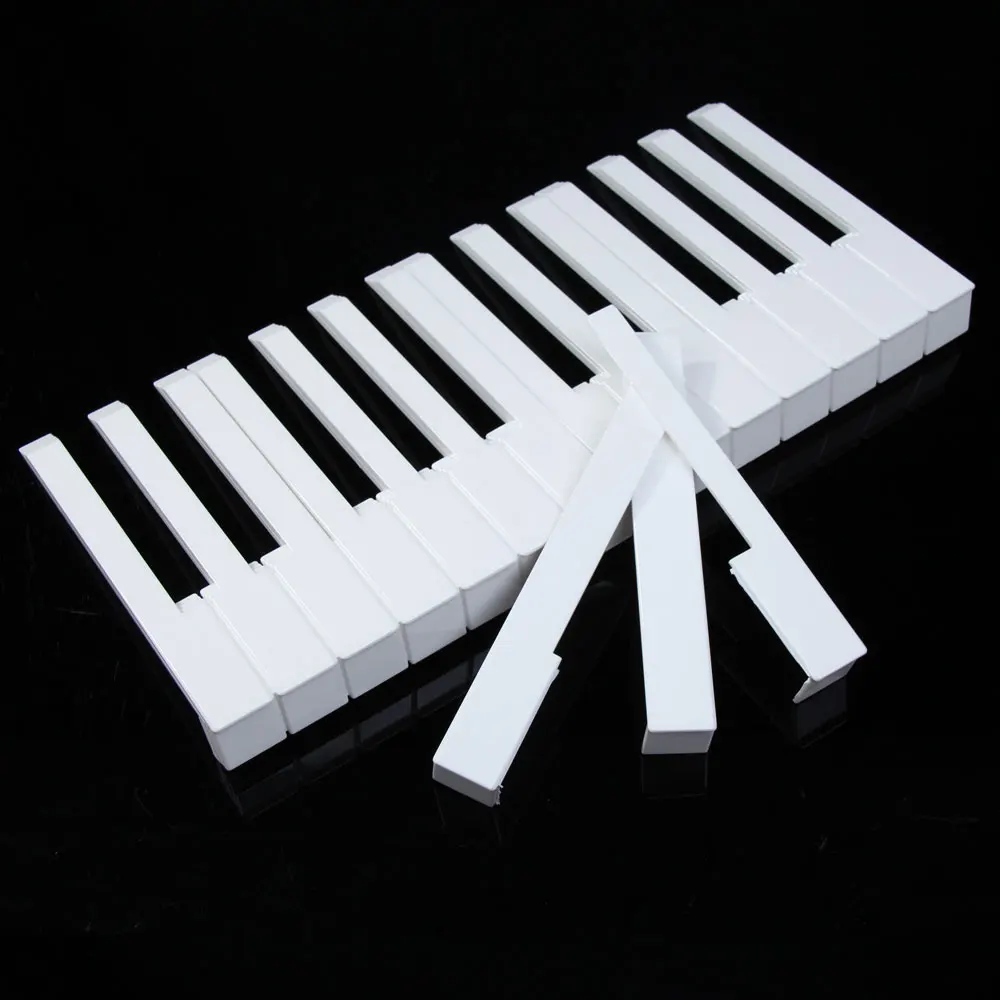 

52Pcs White ABS Plastic Piano Keytops Kit with Fronts Replacement KeyTops Repair Parts for Piano