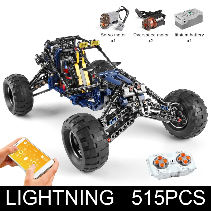 

City Technology High-tech Lightning Buggy Desert Car Model APP RC Racing Cars Building Blocks Bricks Kids Christmas Toys