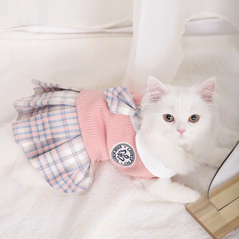

Cute Cat Clothes For Autumn Winter Warm Skin-Friendly Lovely Cats Clothing For Ragdoll Blue Cat Kitten Dress ropa para gato
