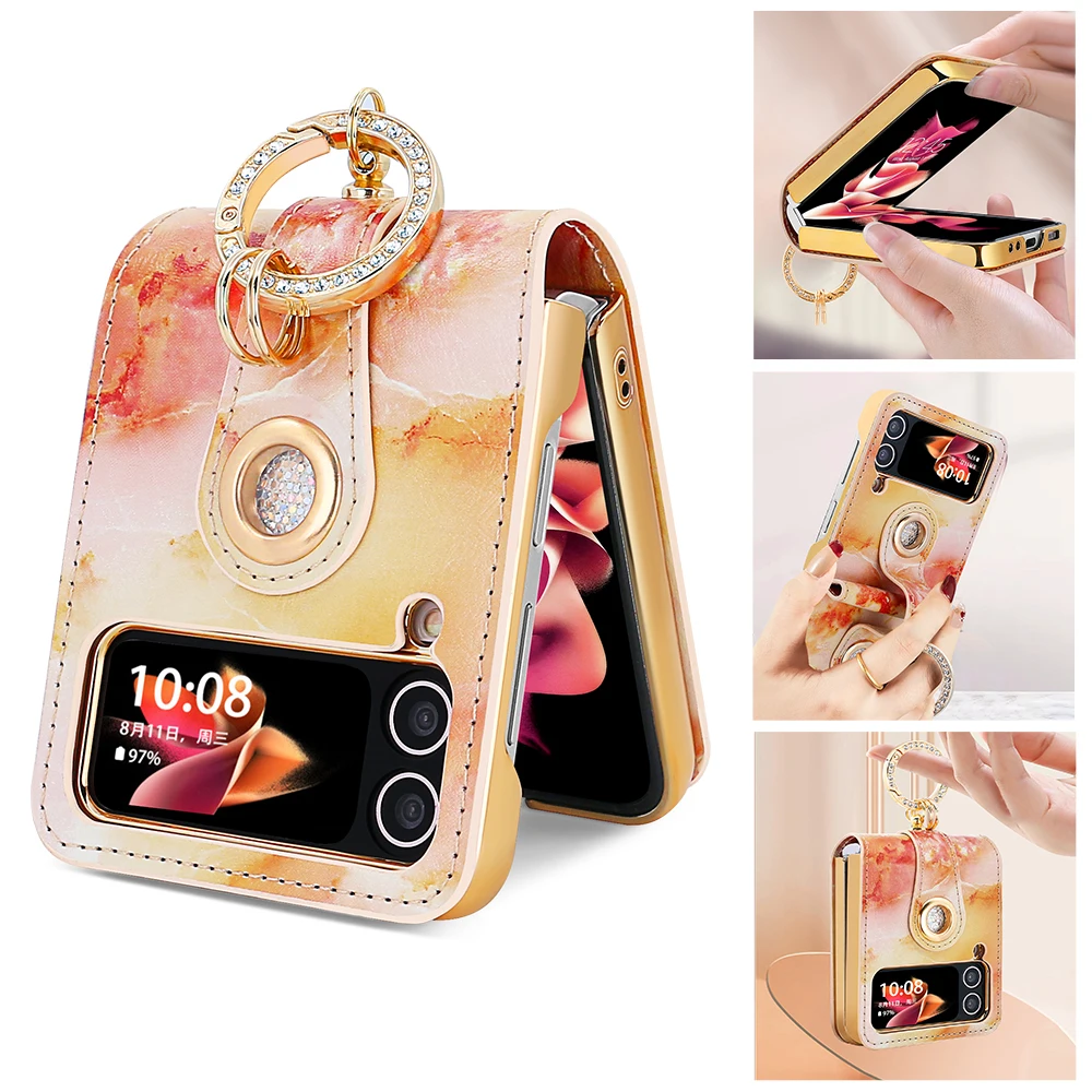 

Vietao zflip 4 3 Pink Color leather phone cover for samsung galaxy z flip 4 3 z4 z3 mobile phone case cover