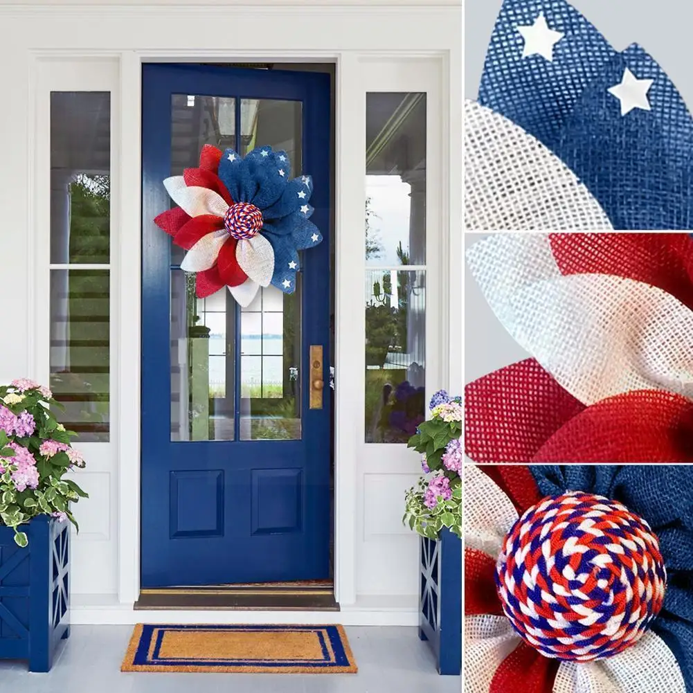 

Цветочная настенная гирлянда «сделай сам» на День независимости, входная дверь, домашний сад, наружное украшение, праздничный декор, подвес...