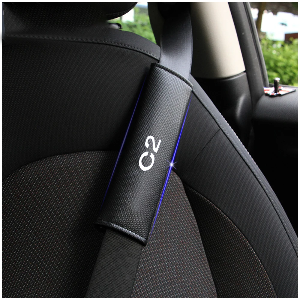 For Citroen C2 Car Safety Seat Belt Harness Shoulder Adjuster Pad Cover Carbon Fiber Protection Cover Car Styling 2pcs