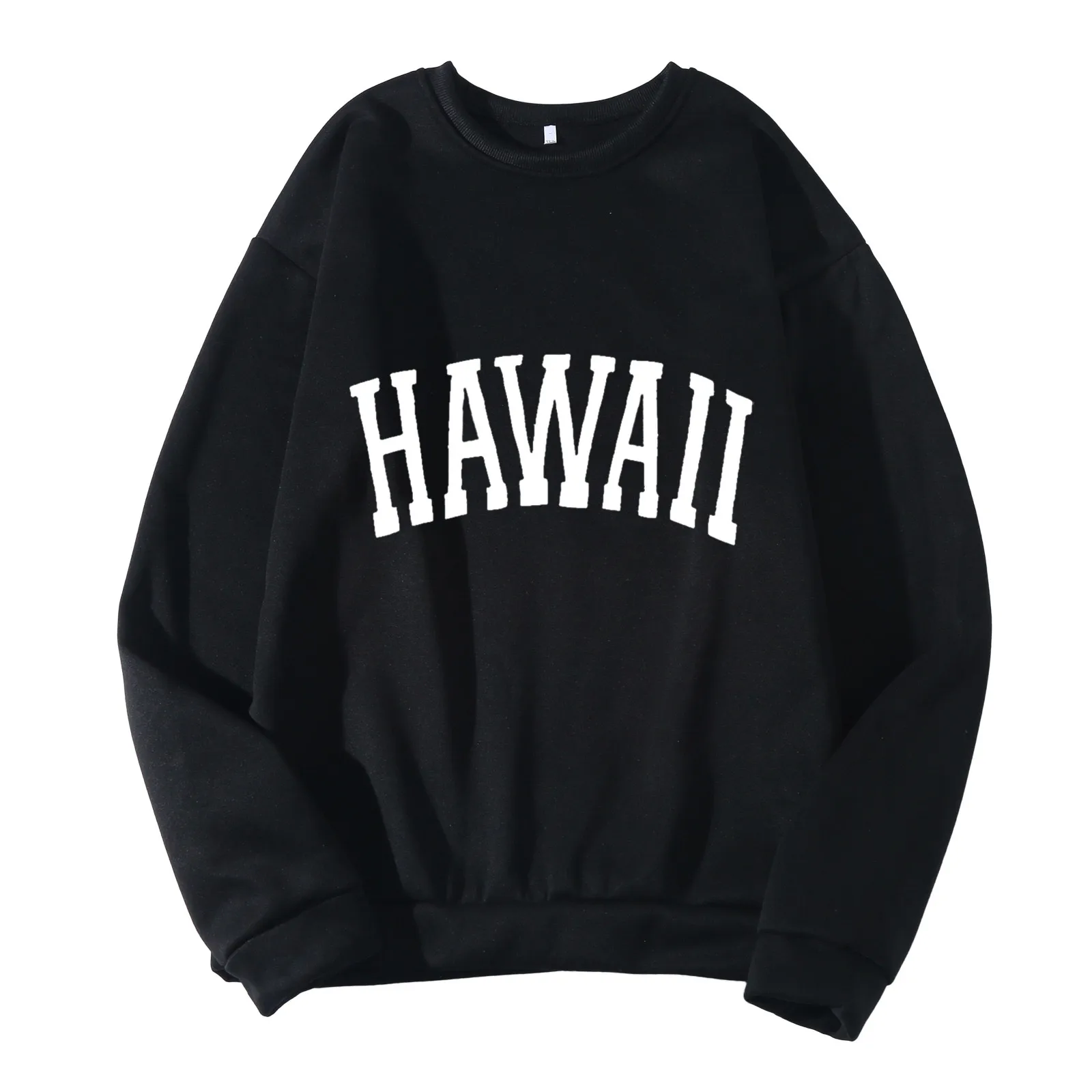 

Hawaii Men Letter Graphic Print Sweetshirts Round Neck Long Sleeve Tops Hoodless Sweatshirt Oversize Vintage Streetwear Clothing