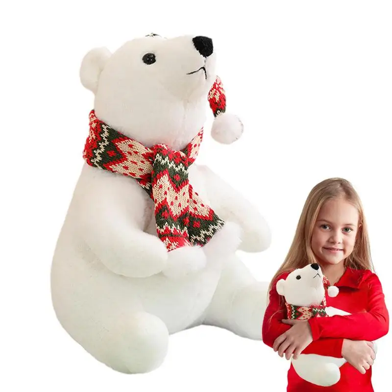 

Plush Bear Inflatable Christmas Decoration Polar Bear Toys With Scarf Xmas Decor For Home New Year Party Ornament