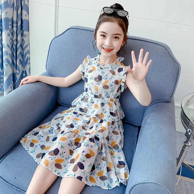 

Children's Girls Summer Dress Casual Princess Dresses 12 Years Party Beach Elegant Girls Dresses for Kids 2 5 6 7y Layered Dress