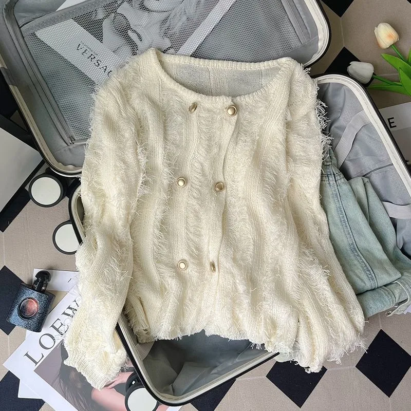 

Hikigawa 2023 Весенняя женская куртка с бахромой в стиле пэчворк повседневные шикарные модные свободные топы женские с длинным рукавом и круглым вырезом Женская одежда