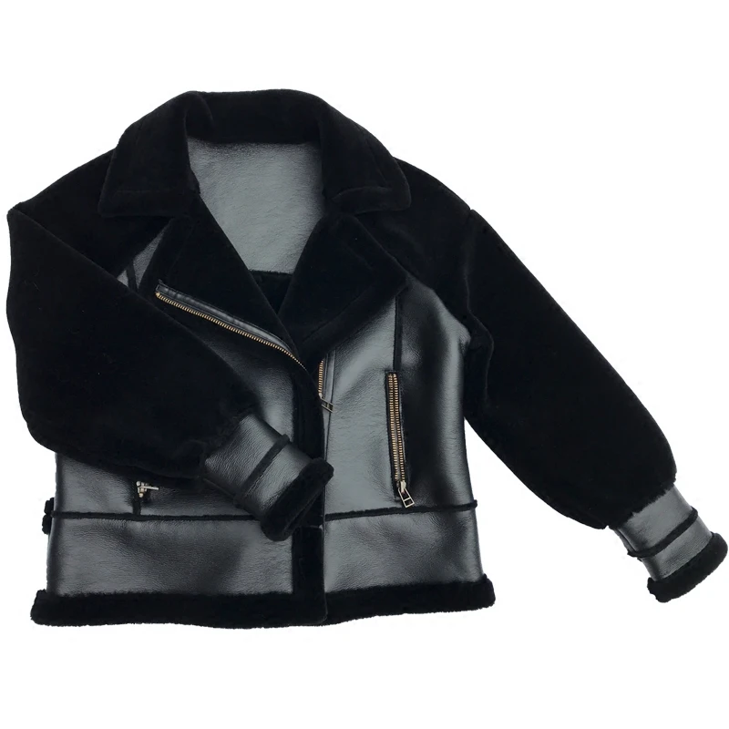 2022 New Winter Short Real Lambs Jacket Women Fashion Superior Quality Natural Fur Shearling Coat Female Motorcycle Clothing Top