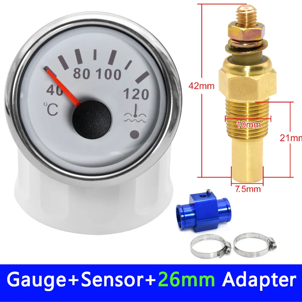 

HD 52 мм измеритель температуры воды с сигнализацией 40-120 ℃ Индикатор температуры воды + датчик температуры охлаждающей жидкости адаптер 12 В/24 В