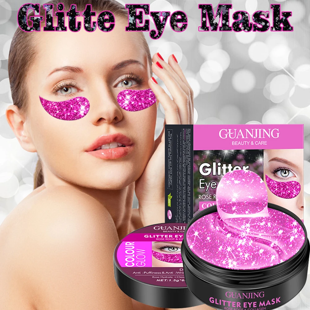 

1.5g x 60Pcs Glitter Eye Patches Rose Hydrate Collage Dark Circles Anti-Aging Smooth Fine Lines Moisturizing Treatment 30 Pairs