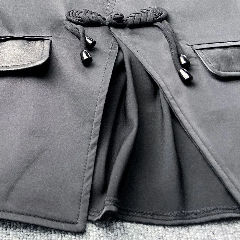 Женский кожаный жилет на одной пуговице Свободный из овечьей кожи без рукавов