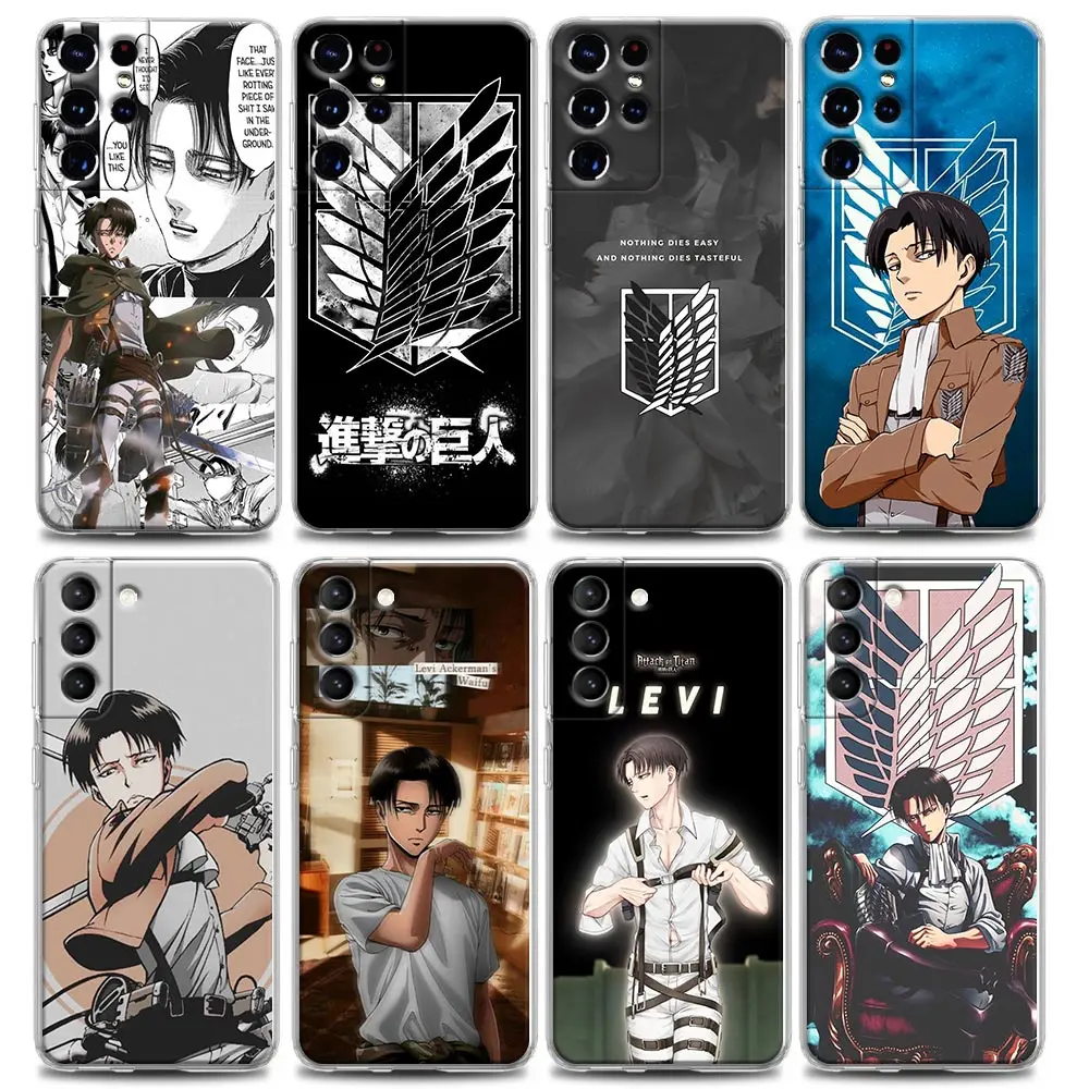 

Clear Phone Case for Samsung S9 S10 4G S10e S20 S21 Plus Ultra FE 5G M51 M31 M21 Silicone Levi Ackerman Face Shingeki no Kyojin