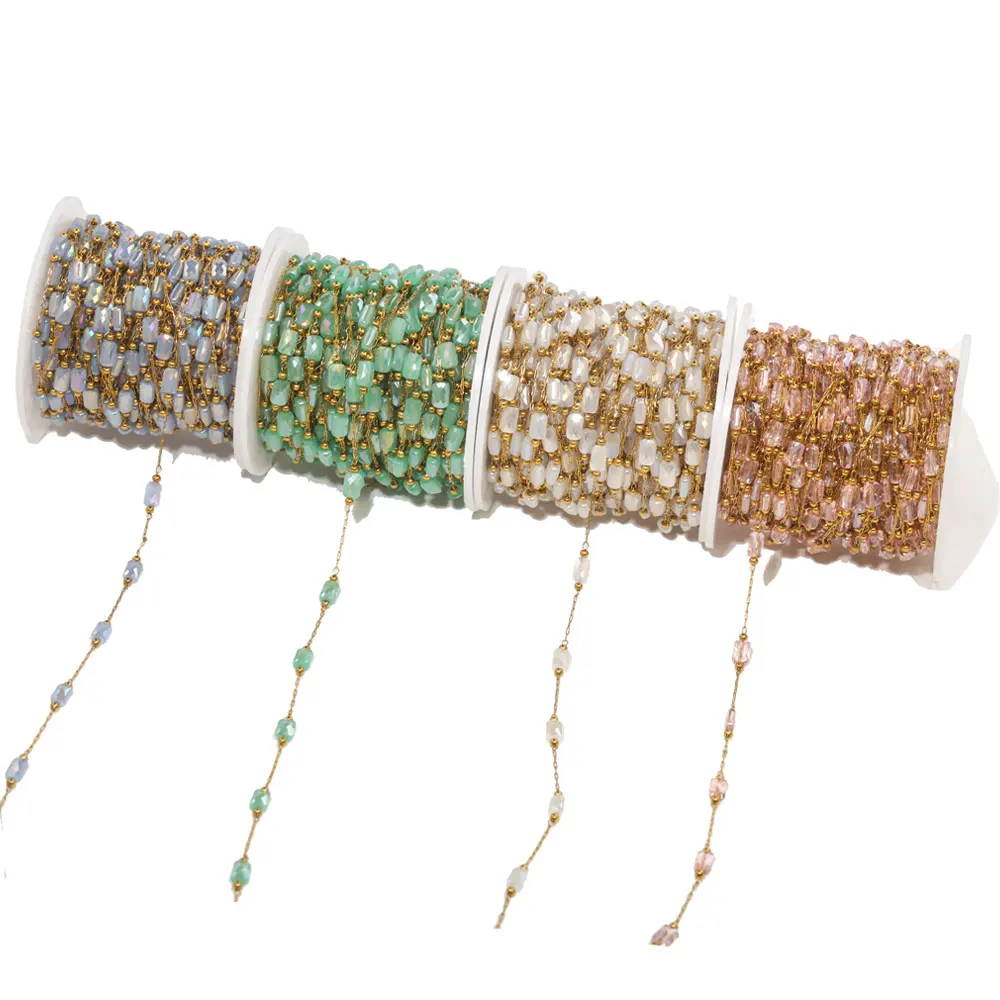 

Цепочка Из Нержавеющей Стали с хрустальными бусинами, 1 м