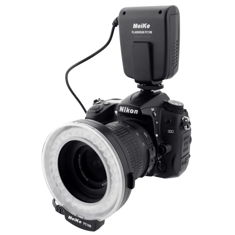 Фото Кольцевая вспышка Meike MK-FC100 Speedlite для камеры Canon Nikon Pentax Fuji Olympus Panasonic с 8 переходными кольцами №2