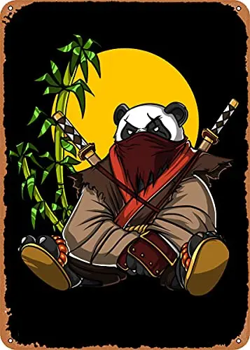

Panda Bear Samurai Vintage Look Metal Sign Patent Art Prints Retro Gift 8x12 Inch