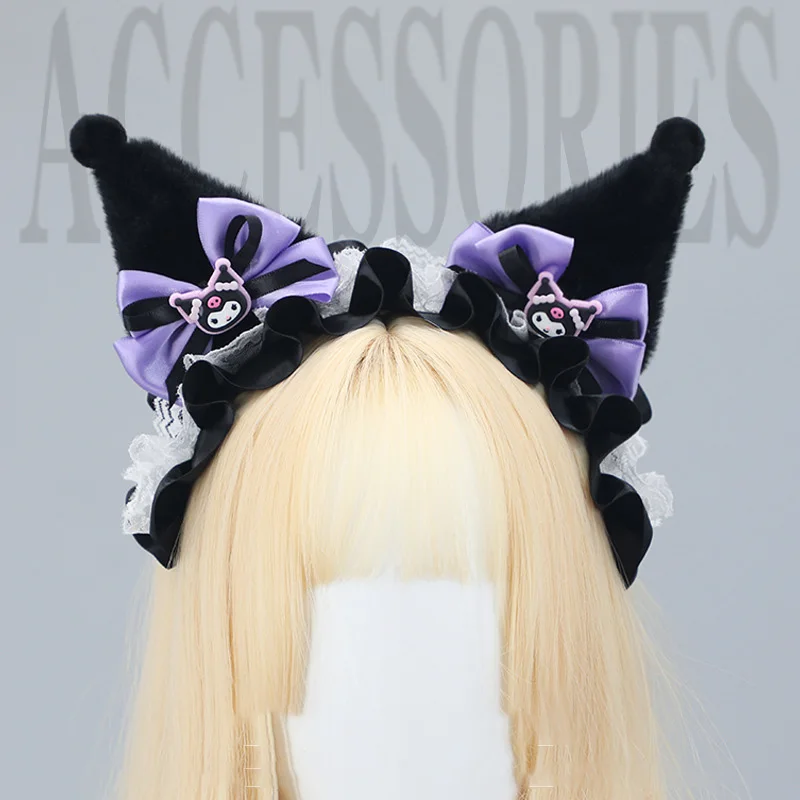 

Kawaii Sanrio Kuromi Plush Scrunchie Anime Cute New Hair Clip Comfortable Headband Hairpiece Elasticity Good Decor Accessories