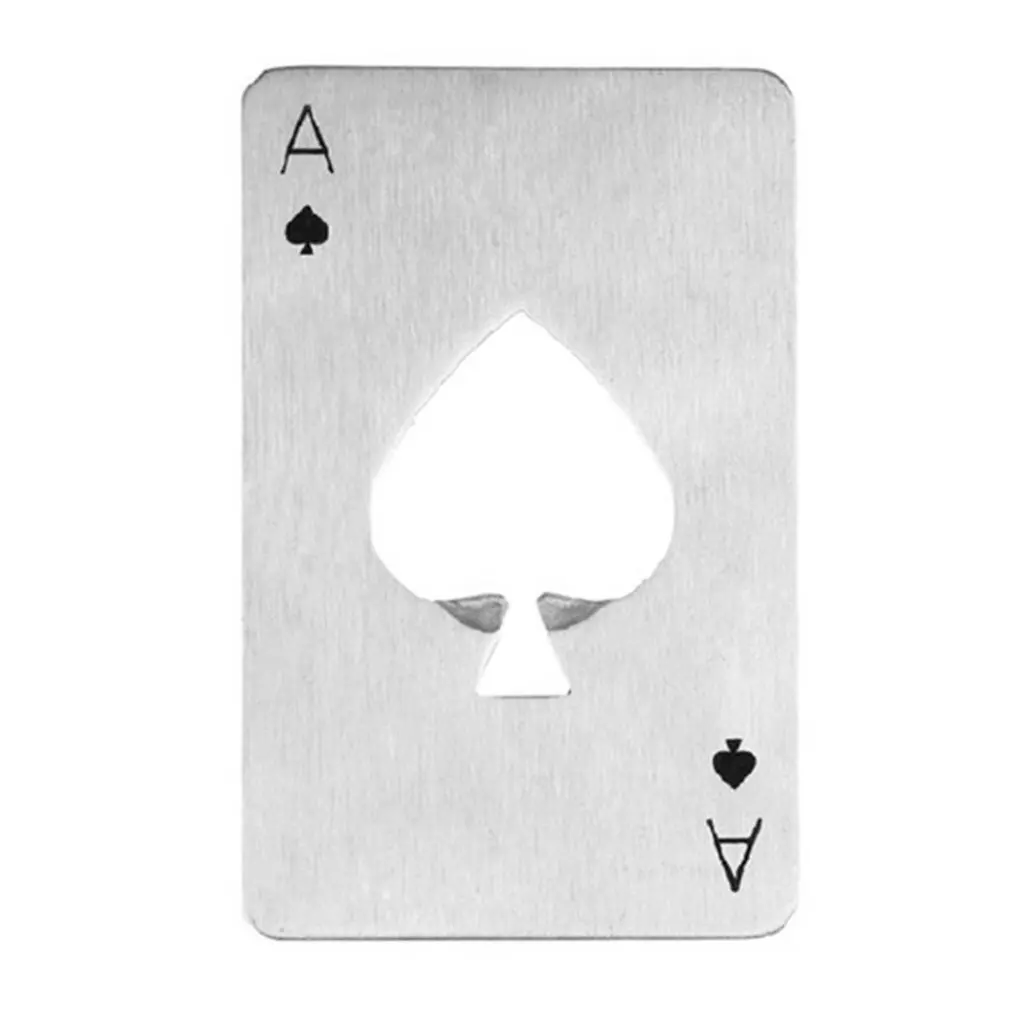 

Серебряная открывалка для пивных бутылок в виде покерной карты, персонализированная открывалка для бутылок из нержавеющей стали, инструме...