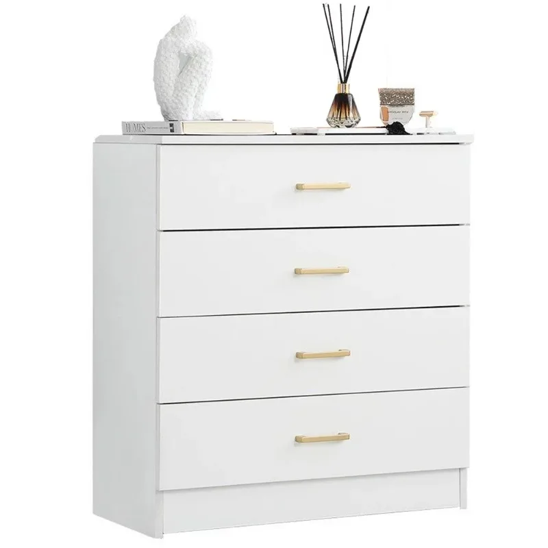 

4 Drawer Wood Dressers Modern Storage Chest-White