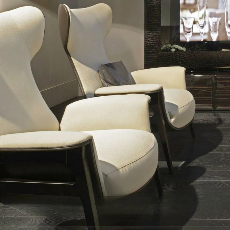 

Genuine leather Hong Kong style light luxury living room, single seat sofa chair, villa, internet red, simple and atmospheric