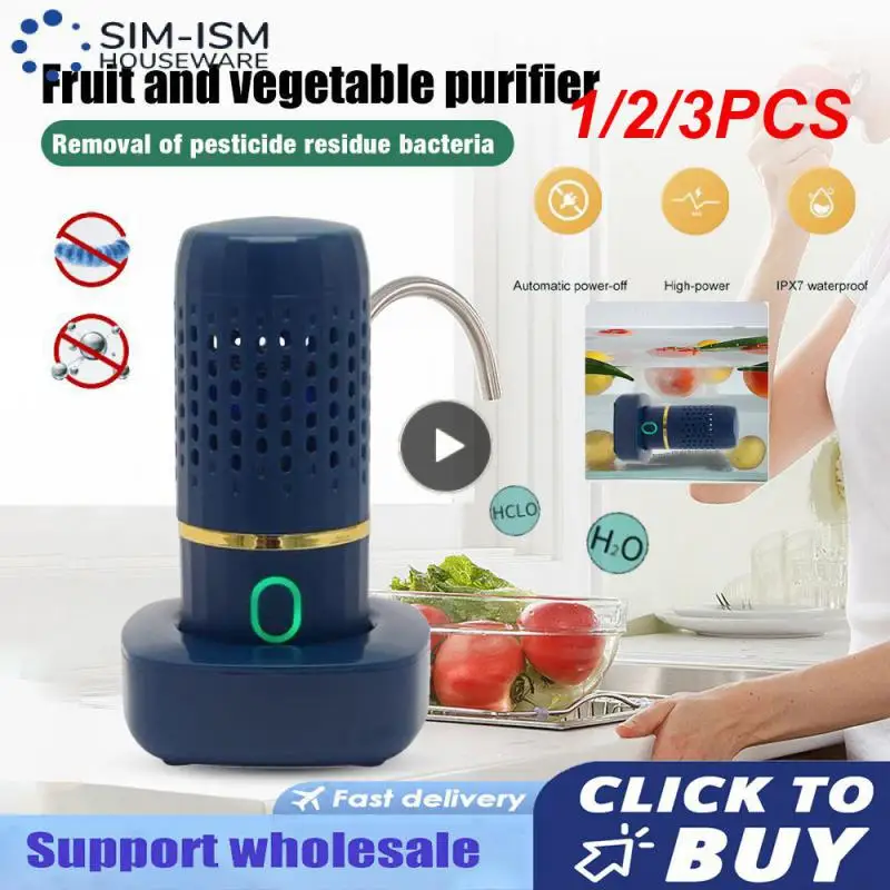 

1/2/3PCS Vegetable Cleaning Machine Capsule Shape Portable Ultrasonic Wireless Fruit Food Purifier Household Kitchen Food