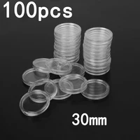 plastic coin holders 30mm accessories capsule case ceremony transparent container display gifts organizer 100pcs