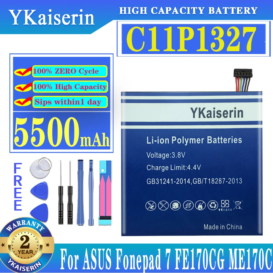 

YKaiserin For ASUS C11P1327 5500mAh High Capacity Battery For ASU Fonepad 7 FE170CG ME170C FE170 Fonepad7 K017 K012 Batteria