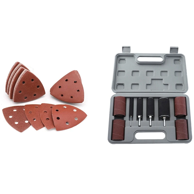 

Drum Sander Kit Sanding Sandpaper And Spindle Case With 90PCS Triple-Cornered Hook And Loop Sander Pads Detail Tools