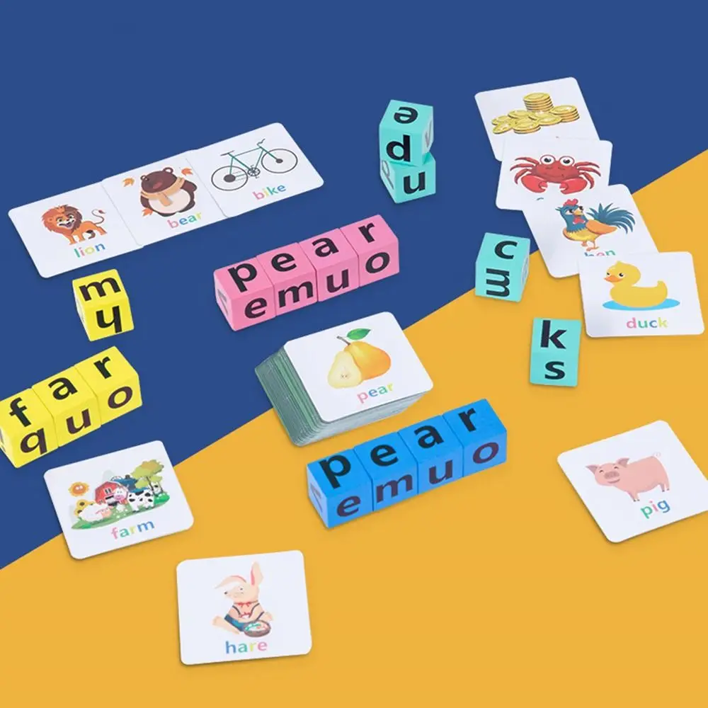 

Деревянная игрушка Монтессори для детей, развивающая игра-головоломка с буквами правописания, флэш-картами, английскими словами для раннего обучения