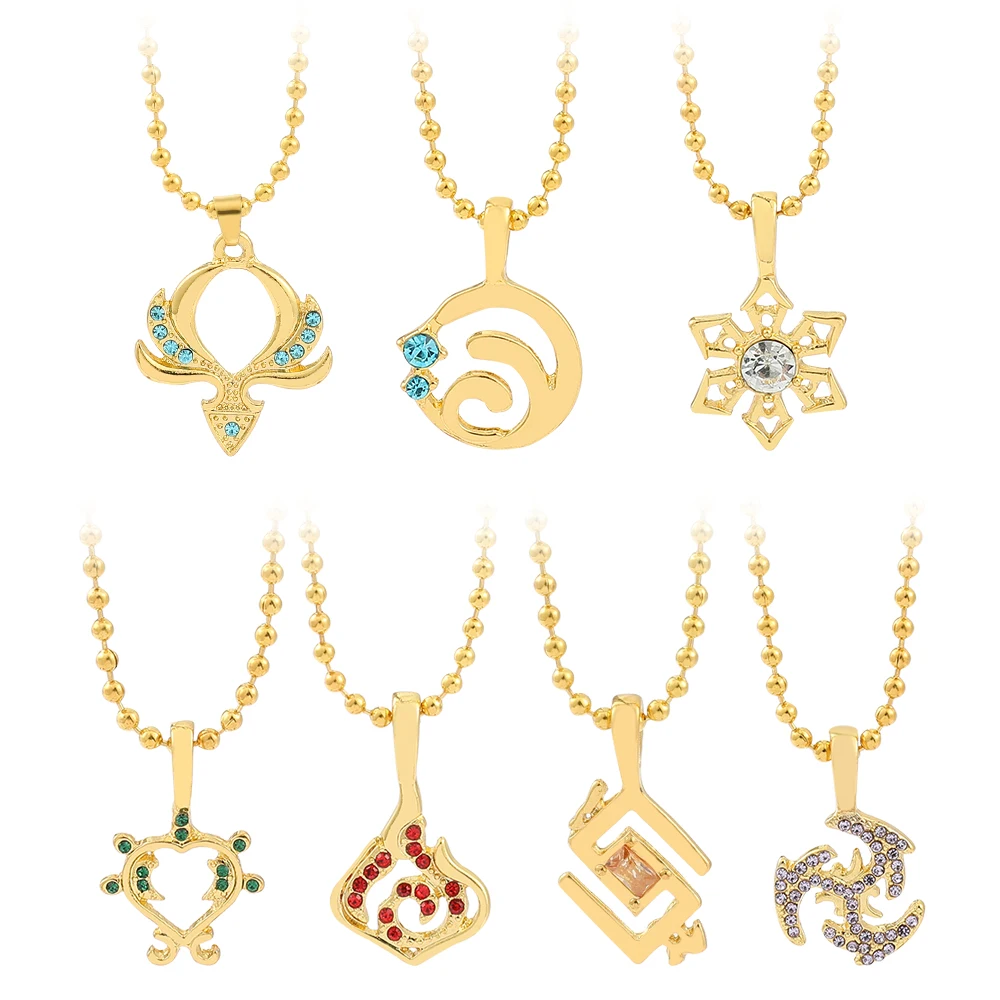 

Популярное аниме-ожерелье Genshin Impact для женщин, шейные цепи из металлического сплава для мужчин, подвеска-чокер, ювелирные изделия для коспле...