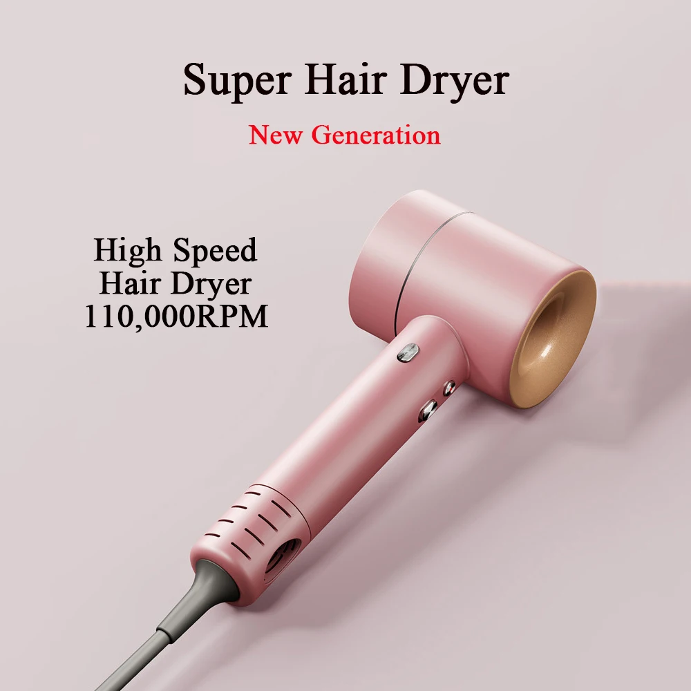 

Leafless Hair Dryer 1600W With 110000RPM Ion Blower Brush 드라이기 Flyaway Blow Off Anion Hairdryer Professional Salon Style Tool
