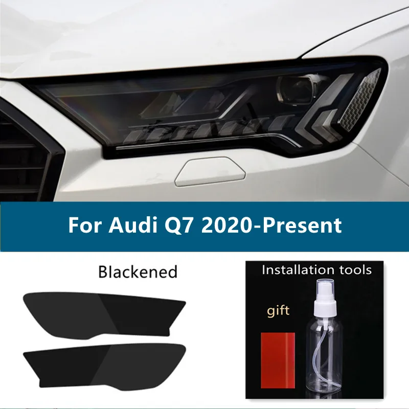 

2 Pcs For AudiQ7 Car Headlight Tint Smoke Black Protective Film Protection Transparent TPU Sticker Accessories