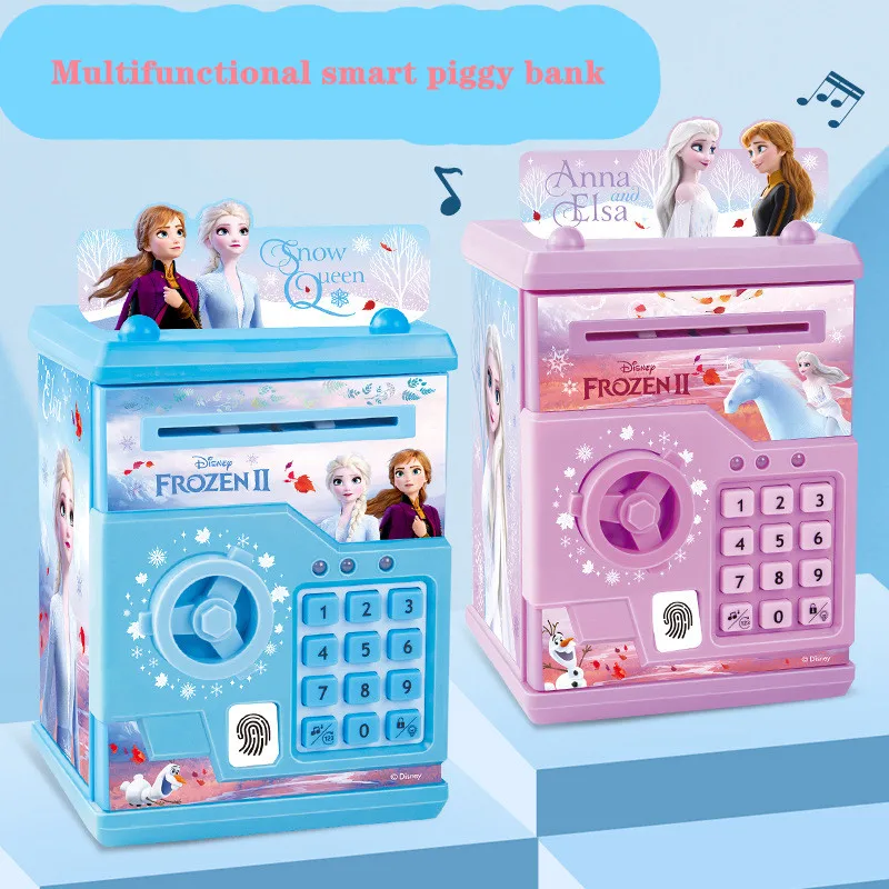 Hucha electrónica de Frozen para niños, caja fuerte inteligente para guardar dinero, juguetes, huella digital, contraseña, almacenamiento de dinero, regalo novedoso