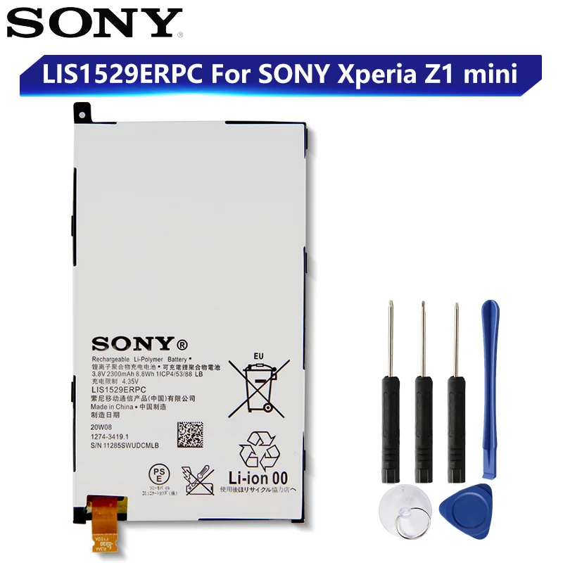 Batería Original de repuesto para Sony Xperia Z1 mini Xperia Z1 Compact, D5503, M51w, LIS1529ERPC, 2300mAh